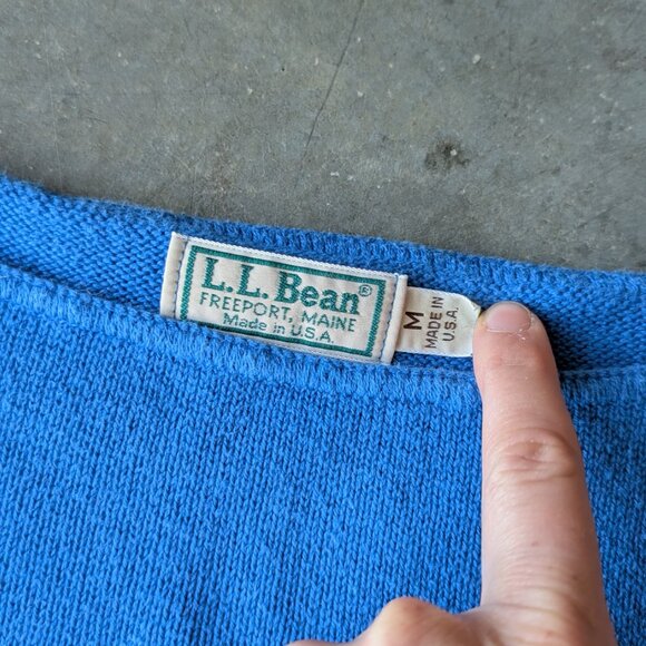Vintage LL Bean Blue Short Sleeve Puff Sleeve Cotton Knit Top medium - Picture 4 of 6
